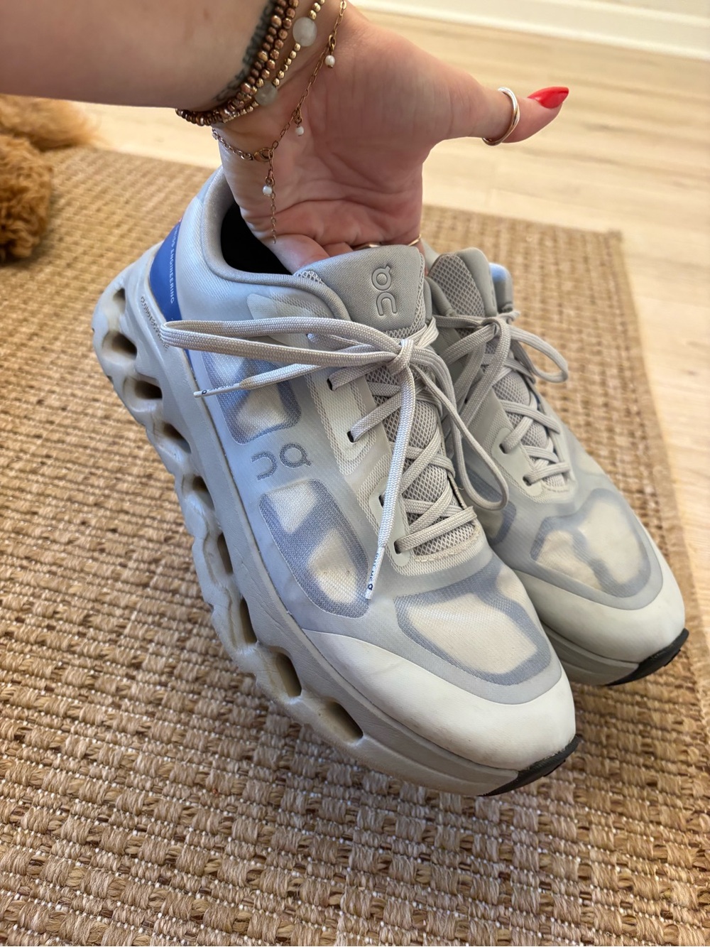 On Cloud Running Men’s Sneakers - Light Gray with Blue Accent